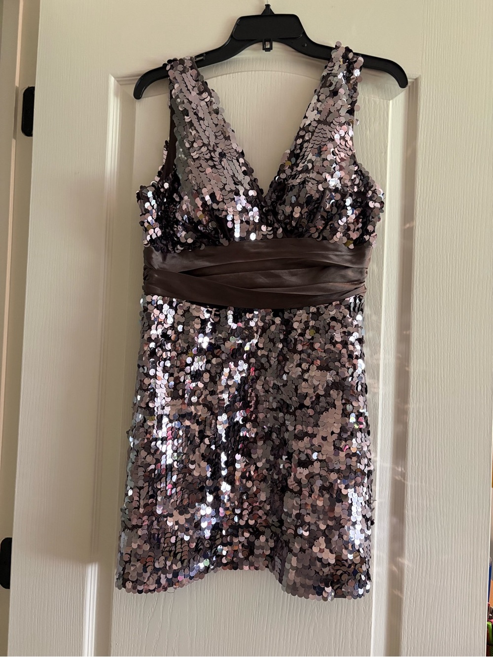 Forever 21 Silver Sequin V-Neck Mini Dress